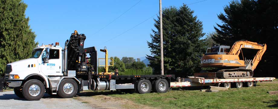 Hiab crane truck with trailer